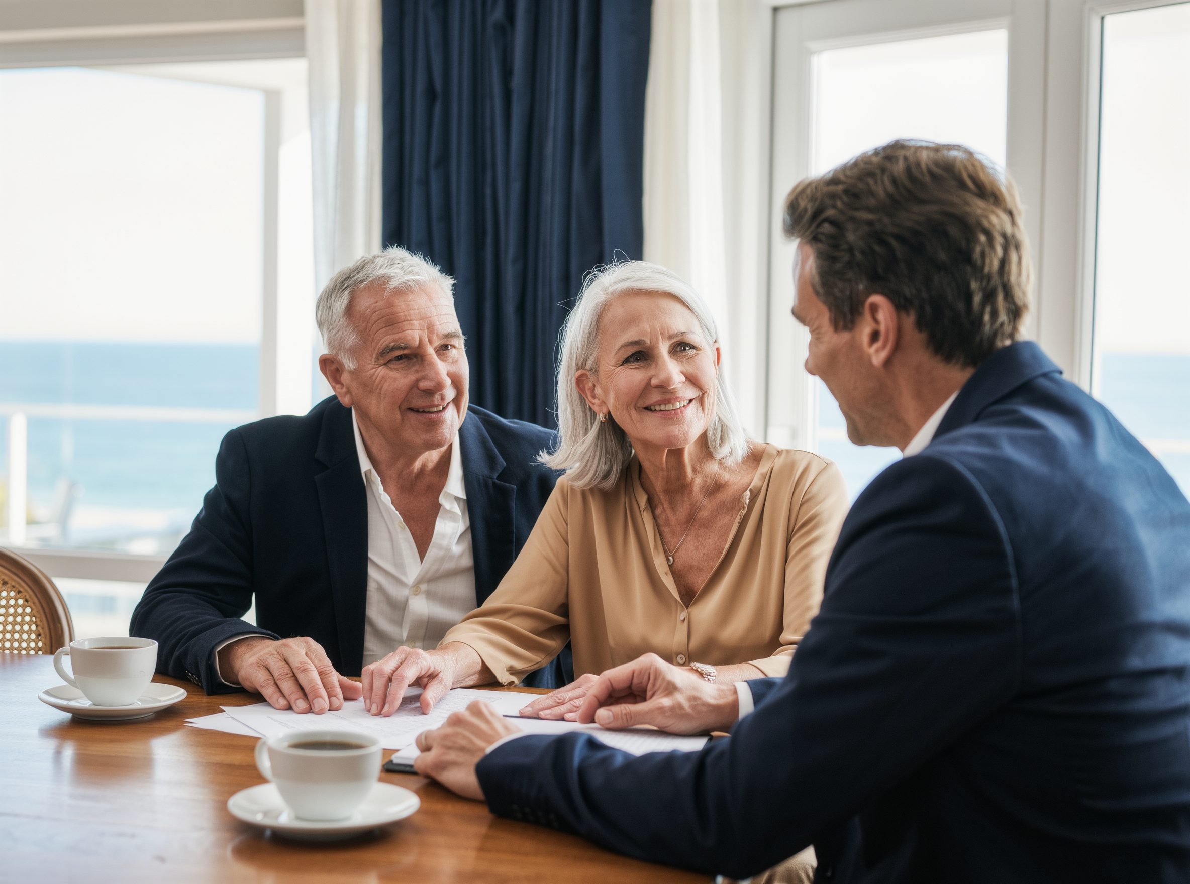 A couple meeting with an advisor at home